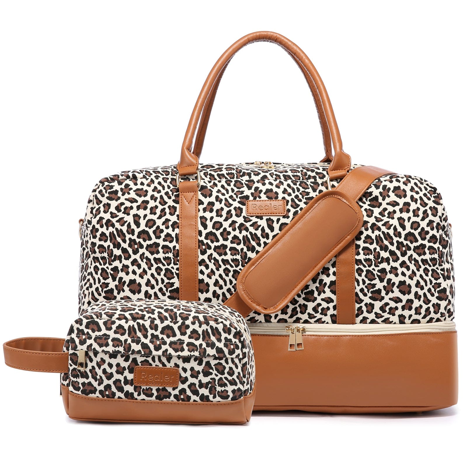 Wholesale custom low moq vintage canvas PU leather trim tote crossbody shoulder bag women weekend duffel travel bags