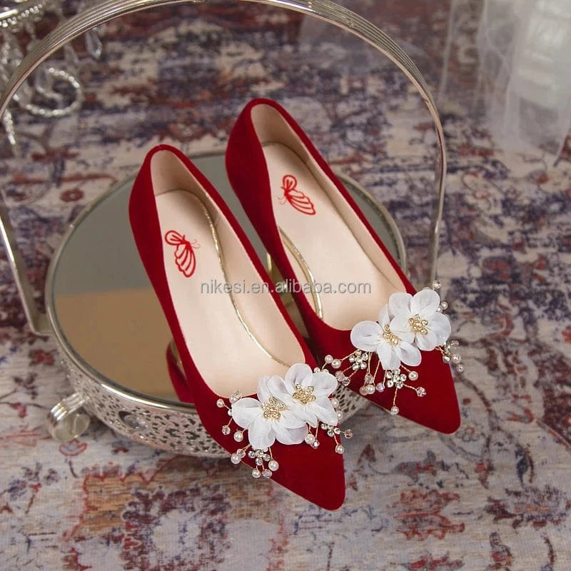 Wholesale custom women's sandals high heels temperament shoes women's wedding pointy metal decoration dress shoes