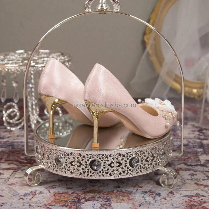 Wholesale custom women's sandals high heels temperament shoes women's wedding pointy metal decoration dress shoes