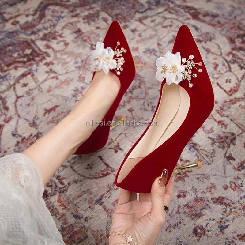 Wholesale custom women's sandals high heels temperament shoes women's wedding pointy metal decoration dress shoes