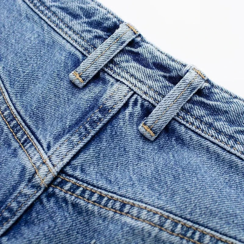 Wholesale Denim Skirts High Waist Mid Length Front Slit Long Denim Skirts for Women