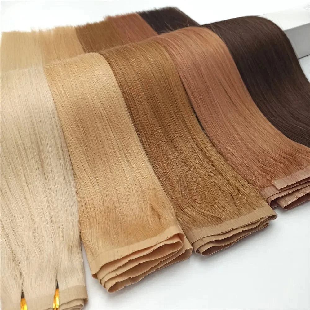 Wholesale easy use Chinese virgin hair Pu Invisible Physical Tape Hair Skin Weft Double Drawn Extensions with small hole