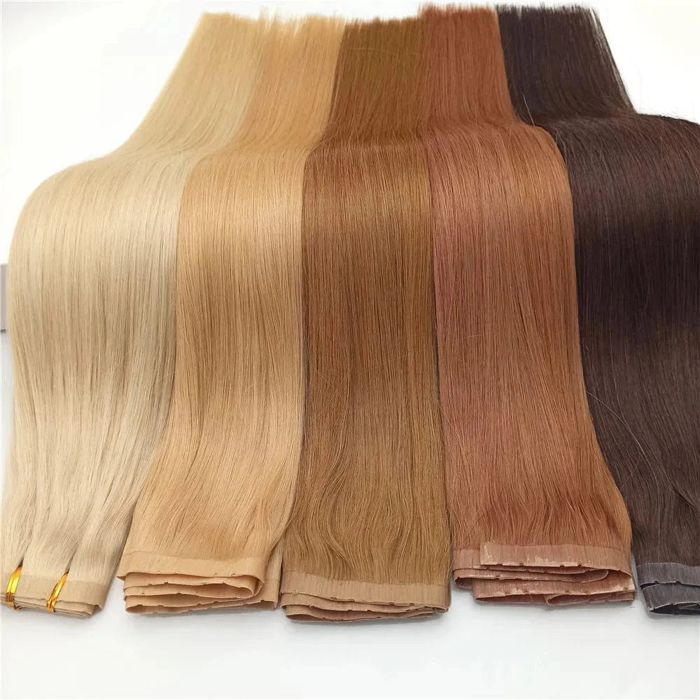 Wholesale easy use Chinese virgin hair Pu Invisible Physical Tape Hair Skin Weft Double Drawn Extensions with small hole