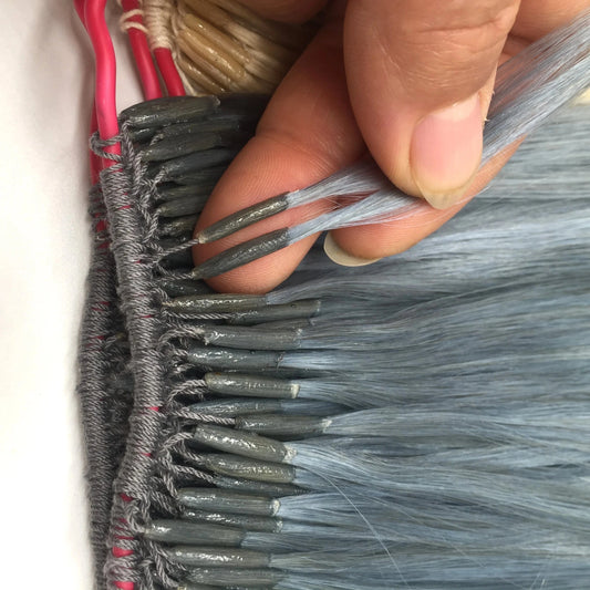 Wholesale Factory Natural Hair Two Cotton Thread Twins Double Line I-tip Glue Knot Hair Extensions human