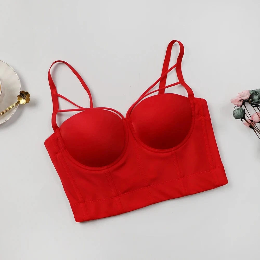 Wholesale Fashion Commuter Girl Crop Top With Straps Back Buckles Pure Corset Top Bustiers