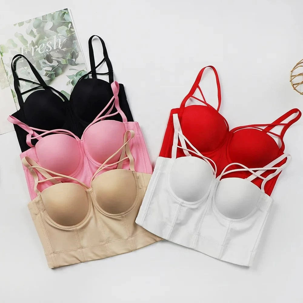 Wholesale Fashion Commuter Girl Crop Top With Straps Back Buckles Pure Corset Top Bustiers