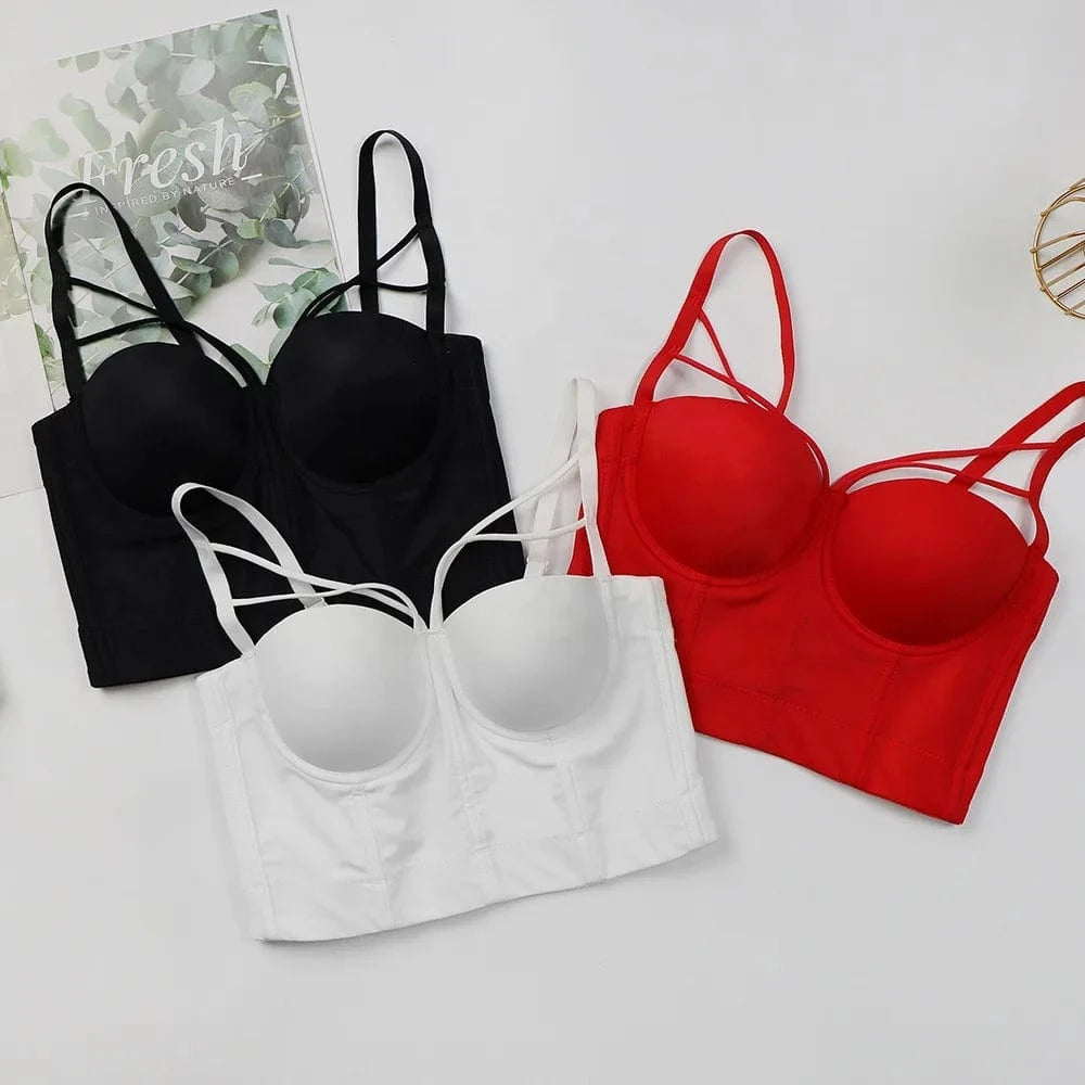 Wholesale Fashion Commuter Girl Crop Top With Straps Back Buckles Pure Corset Top Bustiers