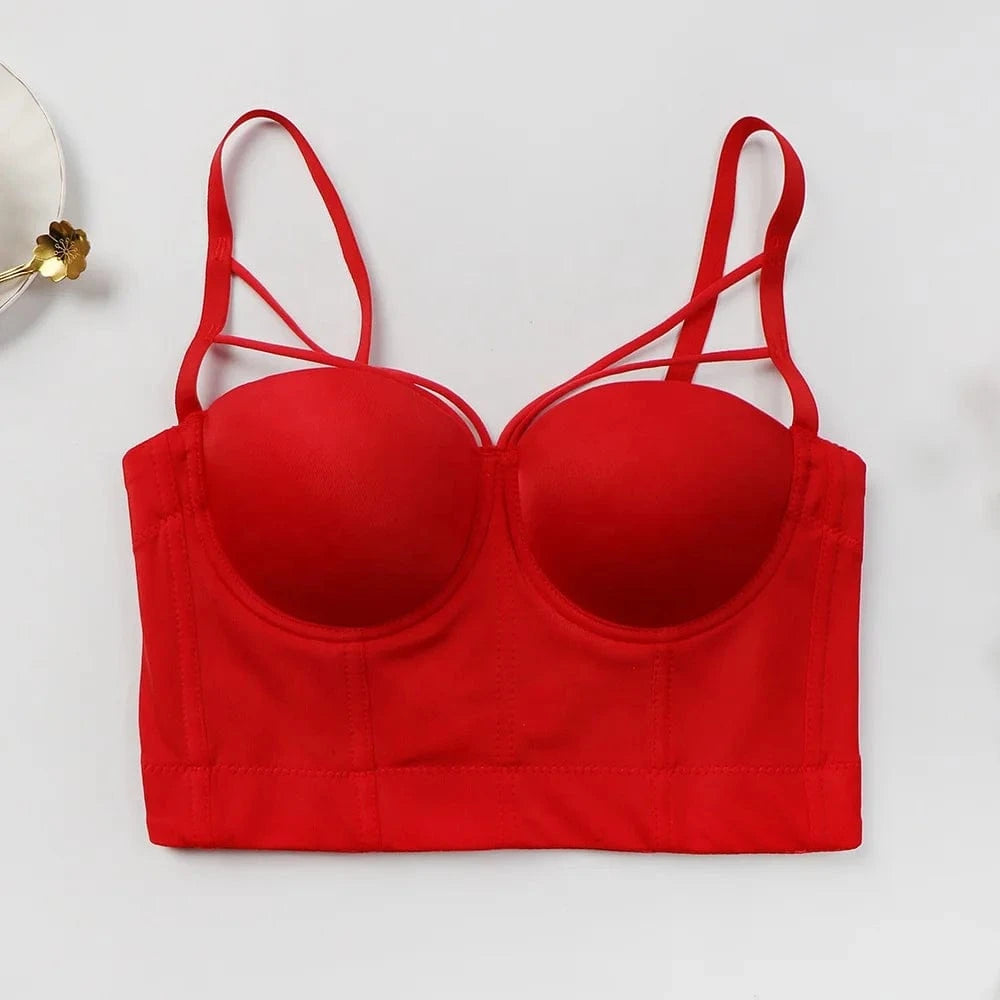 Wholesale Fashion Commuter Girl Crop Top With Straps Back Buckles Pure Corset Top Bustiers