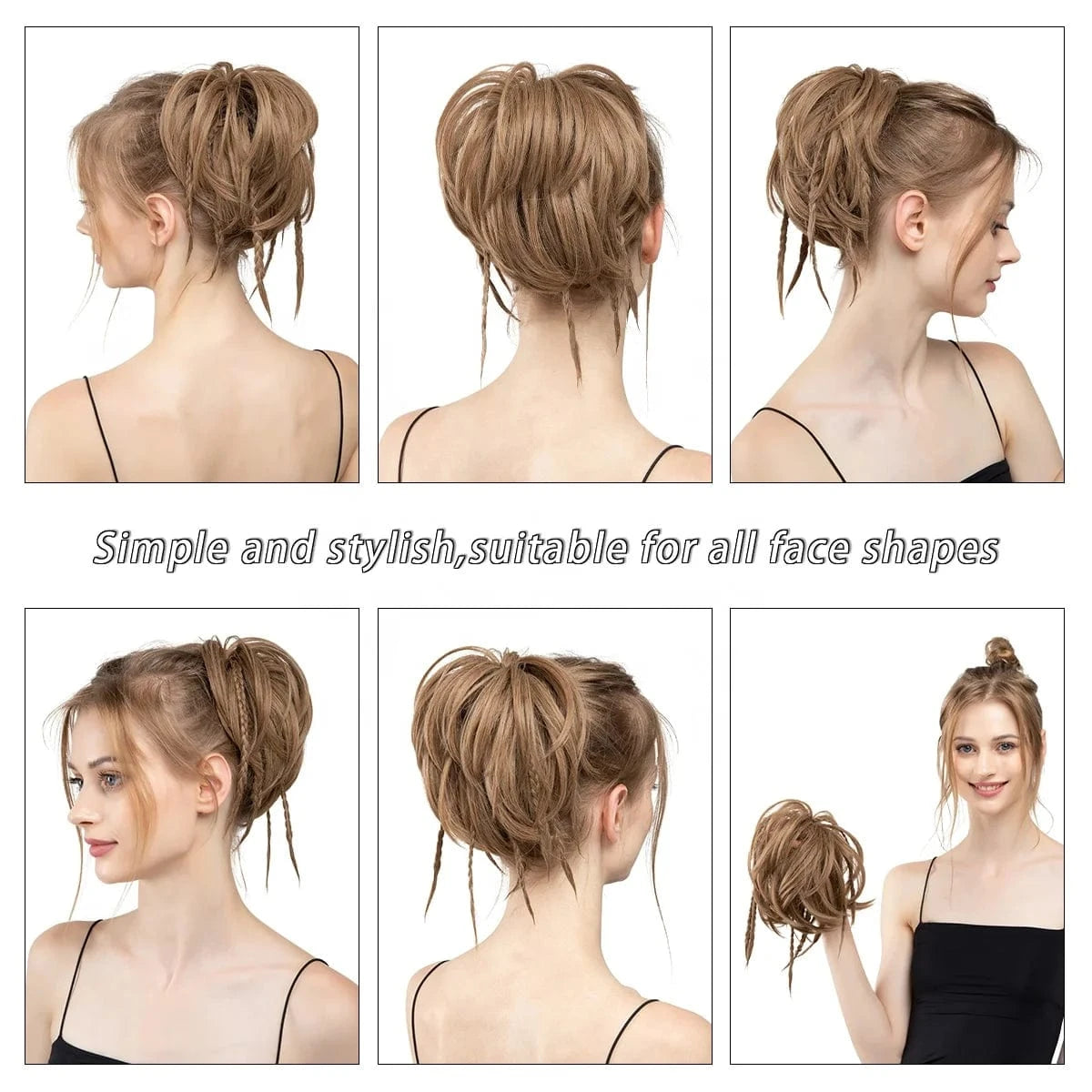 Wholesale Fashion Curly Large Messy Padding Pieces Synthetic Bun Stick Hair Postiches Chignon  With Braids For White Women