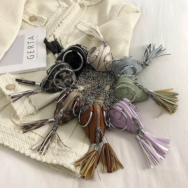 Wholesale fashion girls small tassel coin purses ladies shoulder luxury sling women's mini bags