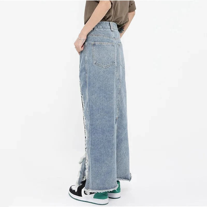 Wholesale Fashion Irregular Skirt Pocket Ripprd Skirt Denim Long Jeans Women's Skirts