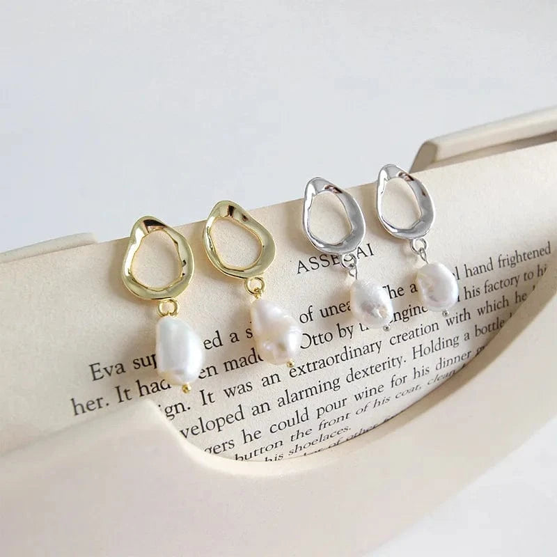 wholesale fashion jewelry 925 silver pearl stud earrings women sterling silver baroque pearl earrings jewelry