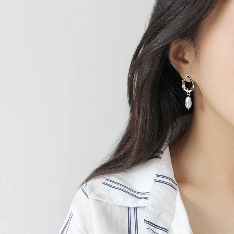 wholesale fashion jewelry 925 silver pearl stud earrings women sterling silver baroque pearl earrings jewelry