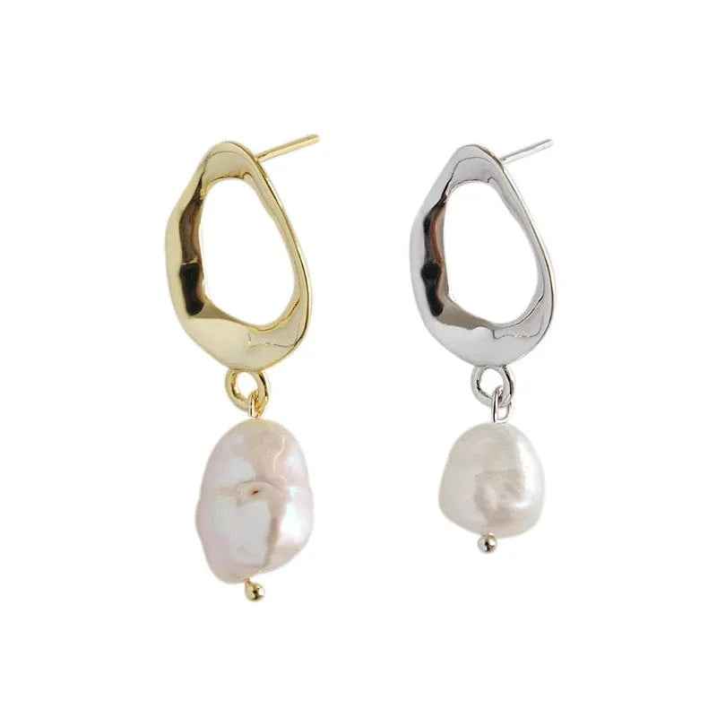 wholesale fashion jewelry 925 silver pearl stud earrings women sterling silver baroque pearl earrings jewelry