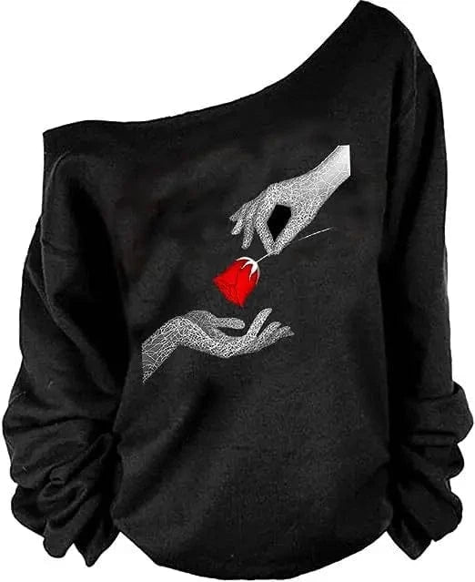 Wholesale fashion Women's Off-Shoulder T-shirt New Style Long Sleeve Off-Shoulder T-shirt