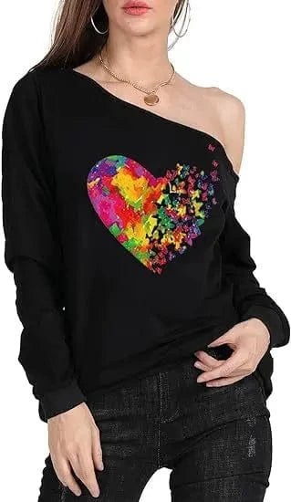 Wholesale fashion Women's Off-Shoulder T-shirt New Style Long Sleeve Off-Shoulder T-shirt