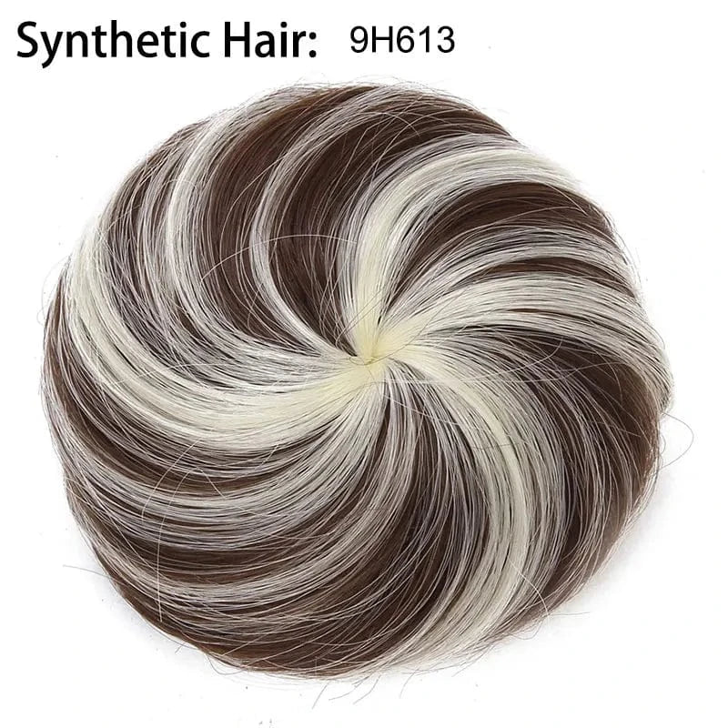 Wholesale Faux Fake Easy Drawstring Postisch Pour Synthetic Comb Clip on Hair Donut Buns Chignon for Hair Piece White Women