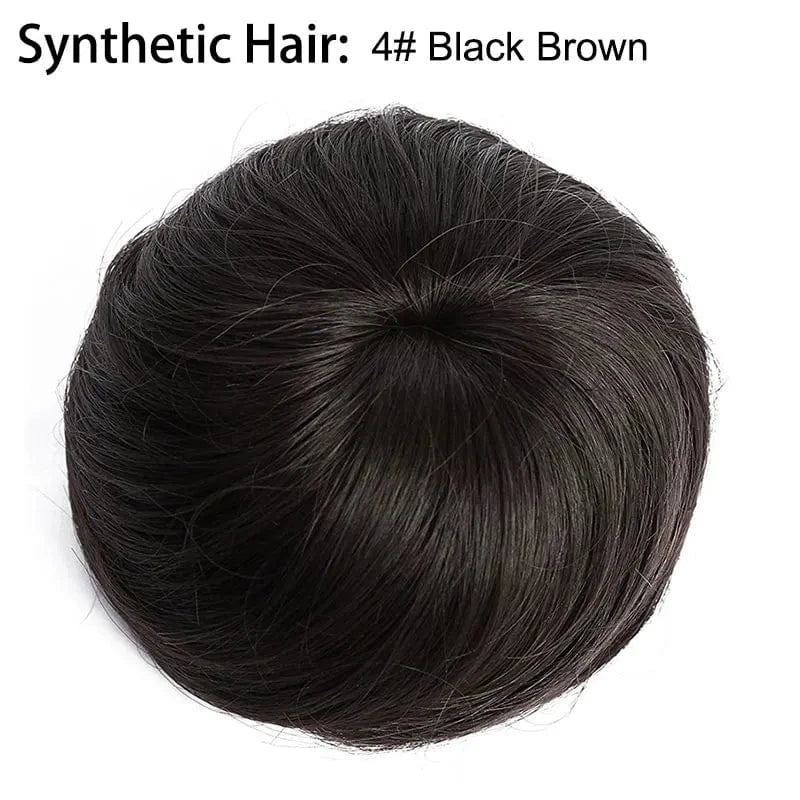 Wholesale Faux Fake Easy Drawstring Postisch Pour Synthetic Comb Clip on Hair Donut Buns Chignon for Hair Piece White Women