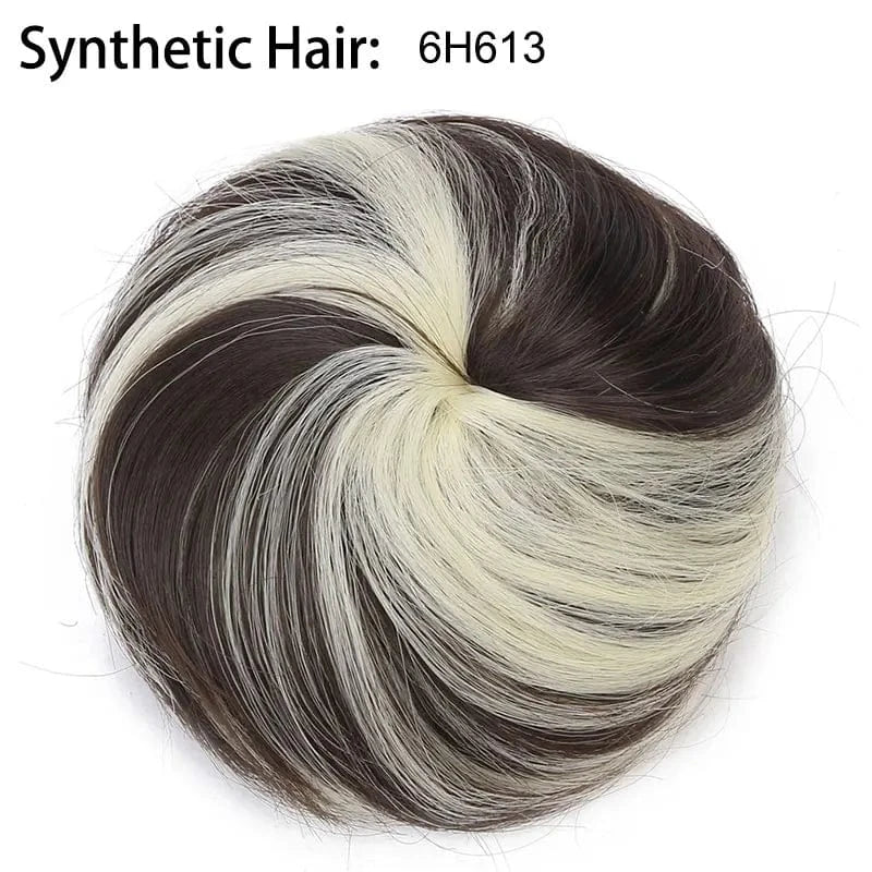 Wholesale Faux Fake Easy Drawstring Postisch Pour Synthetic Comb Clip on Hair Donut Buns Chignon for Hair Piece White Women