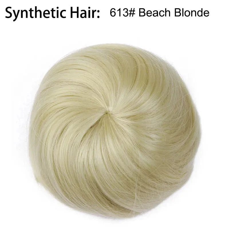 Wholesale Faux Fake Easy Drawstring Postisch Pour Synthetic Comb Clip on Hair Donut Buns Chignon for Hair Piece White Women