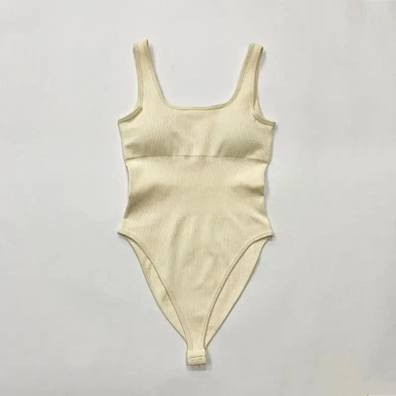 Wholesale female yoga seamless workout bodysuits for women sexy sleeveless slimming spandex ribbed women bodysuits