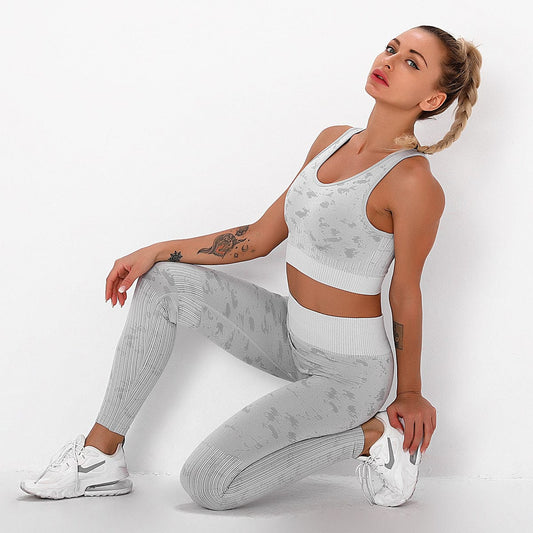 Wholesale Fitness Apparel Sports Bra Flower Women Printed Sets High Waist Leggings Yoga Sets Seamless Camouflage Set