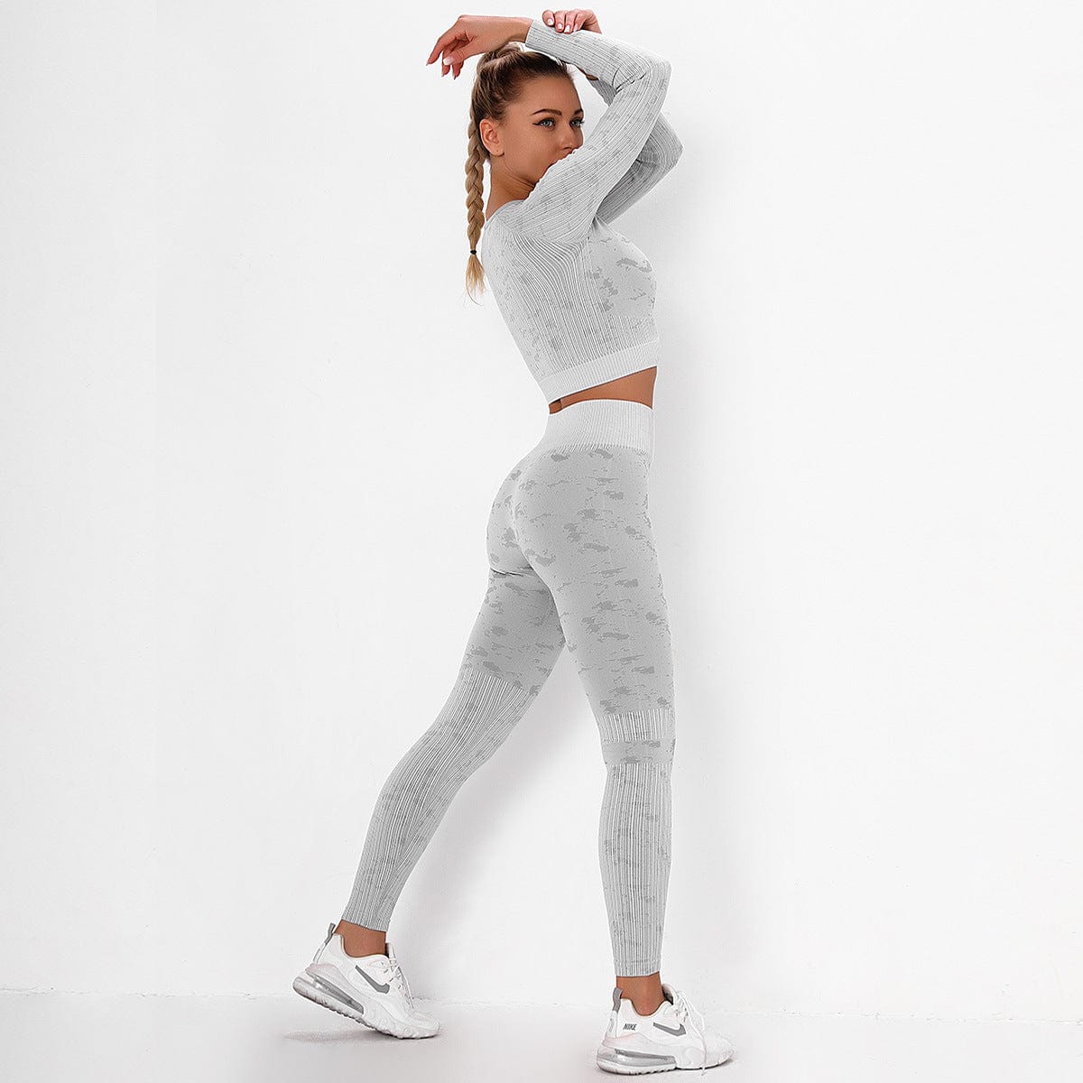 Wholesale Fitness Apparel Sports Long Sleeve Women Printed Sets High Waist Leggings Yoga Sets Seamless Camouflage Set