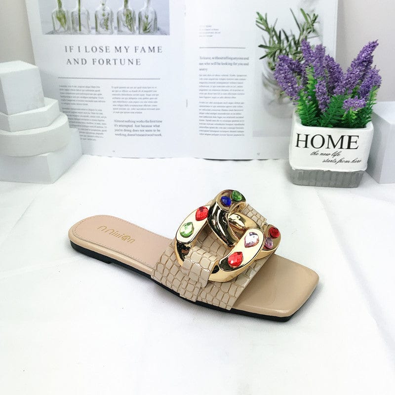 Wholesale flat slipper new ladies indoor outdoor slippers women shoes Wearing women's slippers outside the flat beach