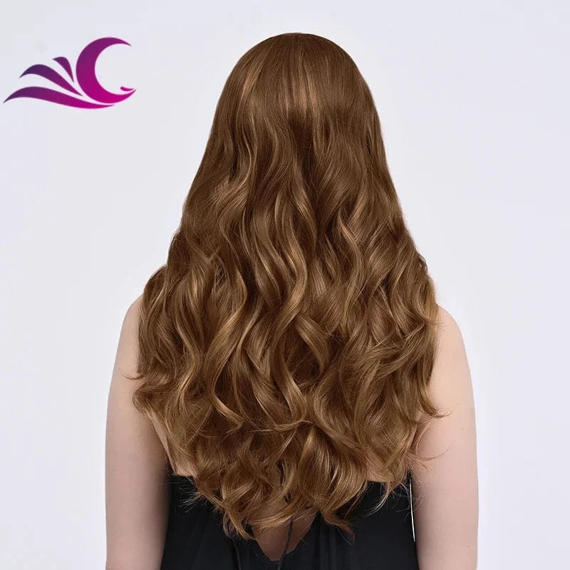 Wholesale Future Japanese Fiber Synthetic Lace Front Highlighted Brown Color  Wig