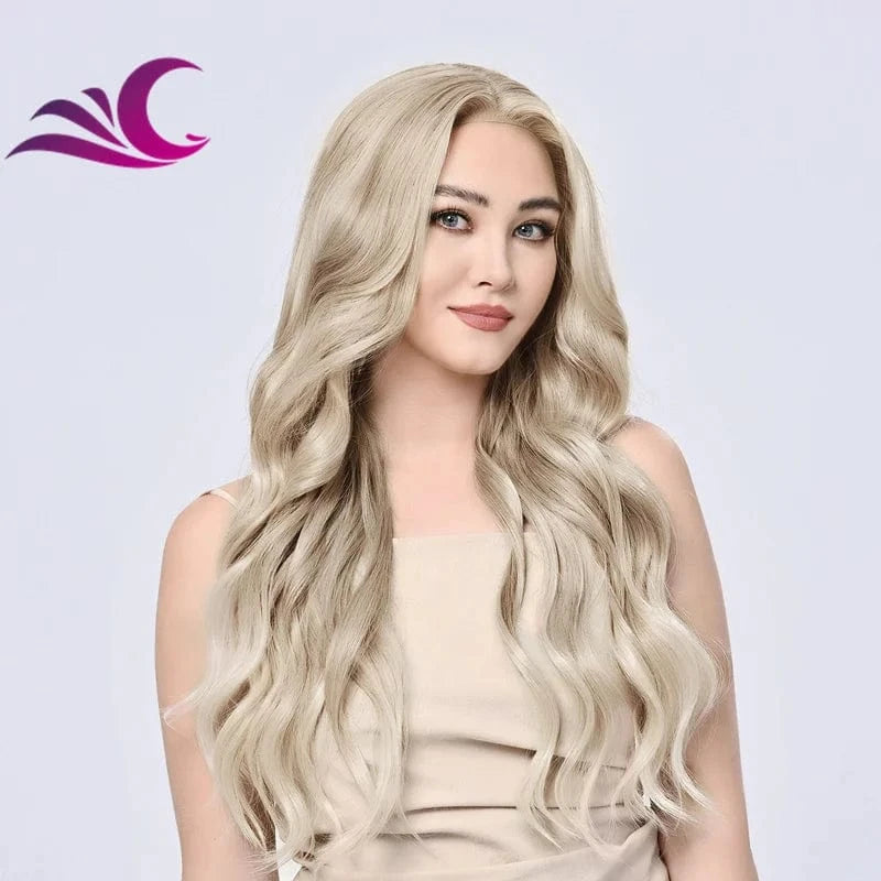 Wholesale Future Japanese Fiber Synthetic Lace Front Highlighted Brown Color  Wig
