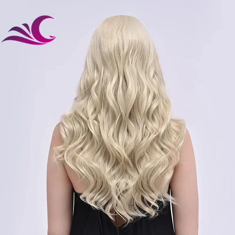Wholesale Future Japanese Fiber Synthetic Lace Front Highlighted Brown Color  Wig