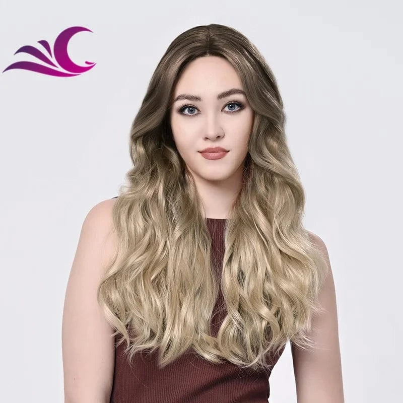 Wholesale Future Japanese Fiber Synthetic Lace Front Highlighted Brown Color  Wig