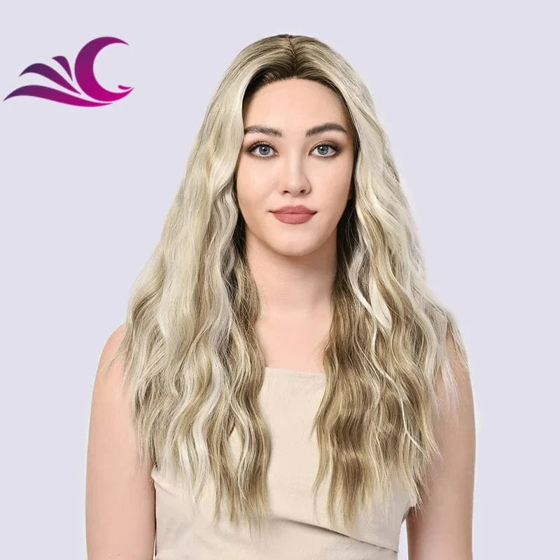 Wholesale Future Japanese Fiber Synthetic Lace Front Highlighted Brown Color  Wig