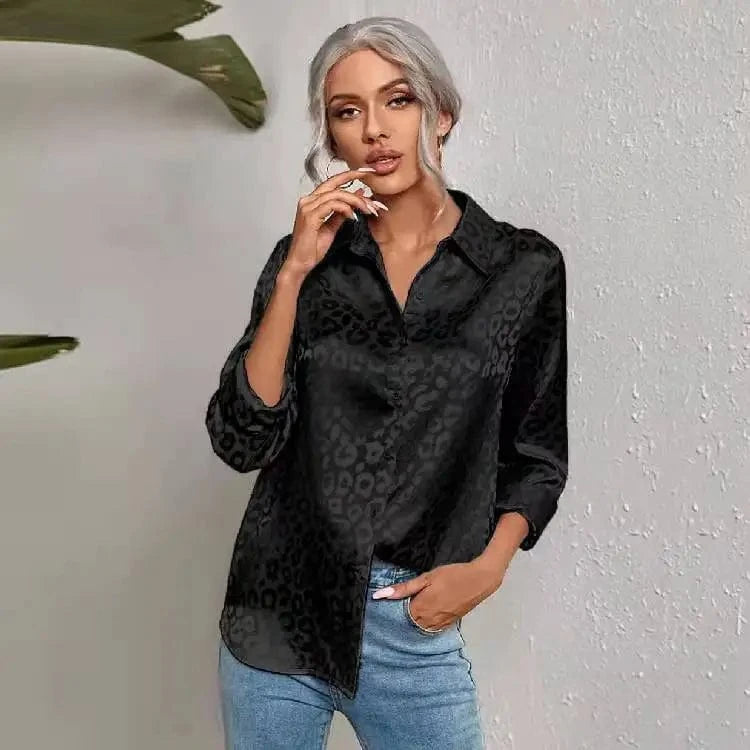 Wholesale Girls Blouses&shirts Fashion Leopard Long Sleeve Tops New Women Blouse