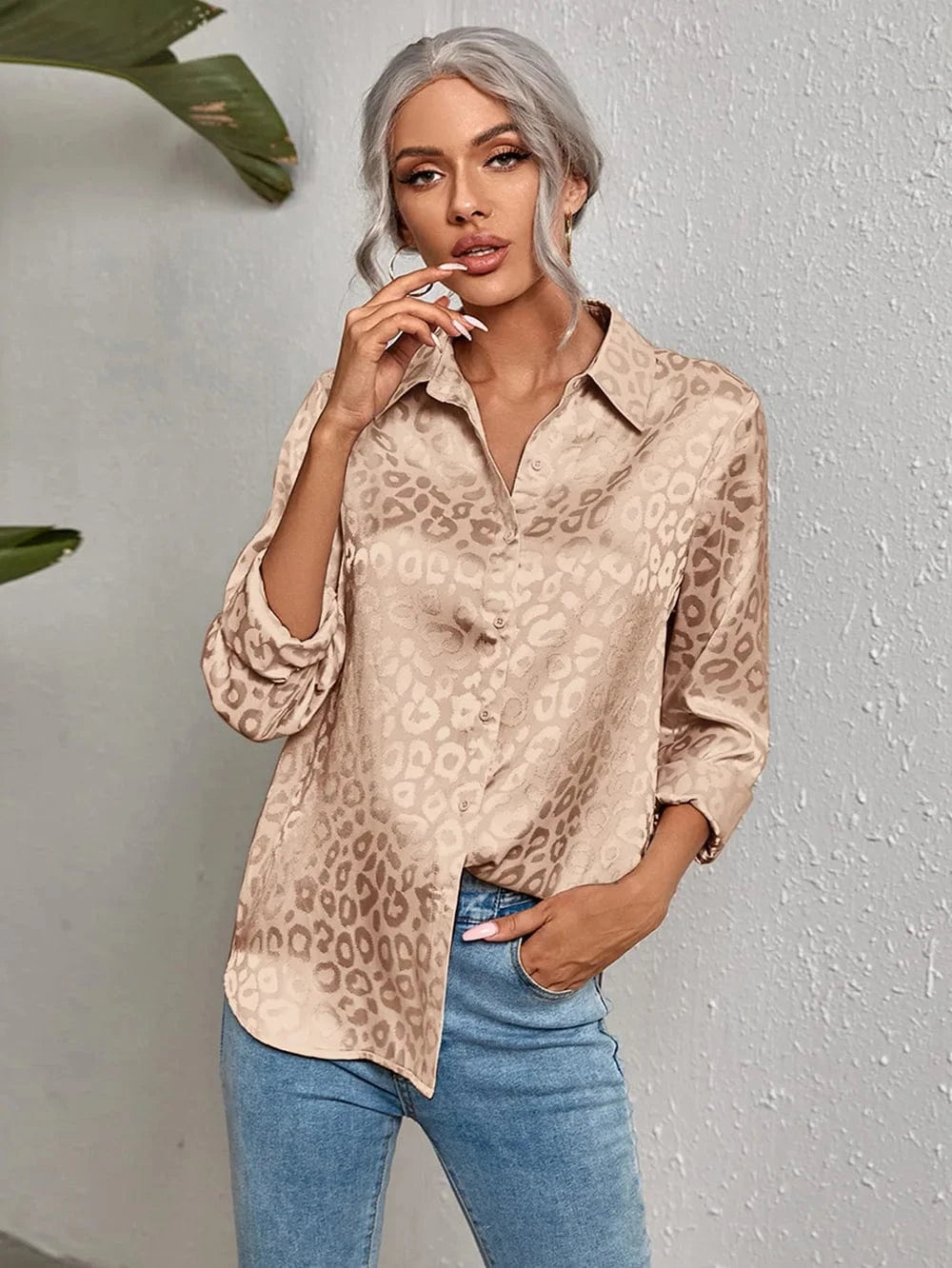 Wholesale Girls Blouses&shirts Fashion Leopard Long Sleeve Tops New Women Blouse