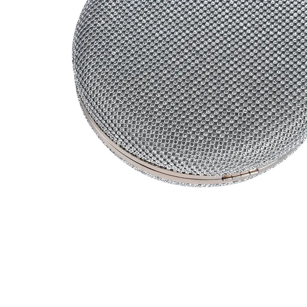 Wholesale Handmade Pretty crystal Evening Bag Round Shape Clutch With Round Metal Handle For Wedding Banquet Party