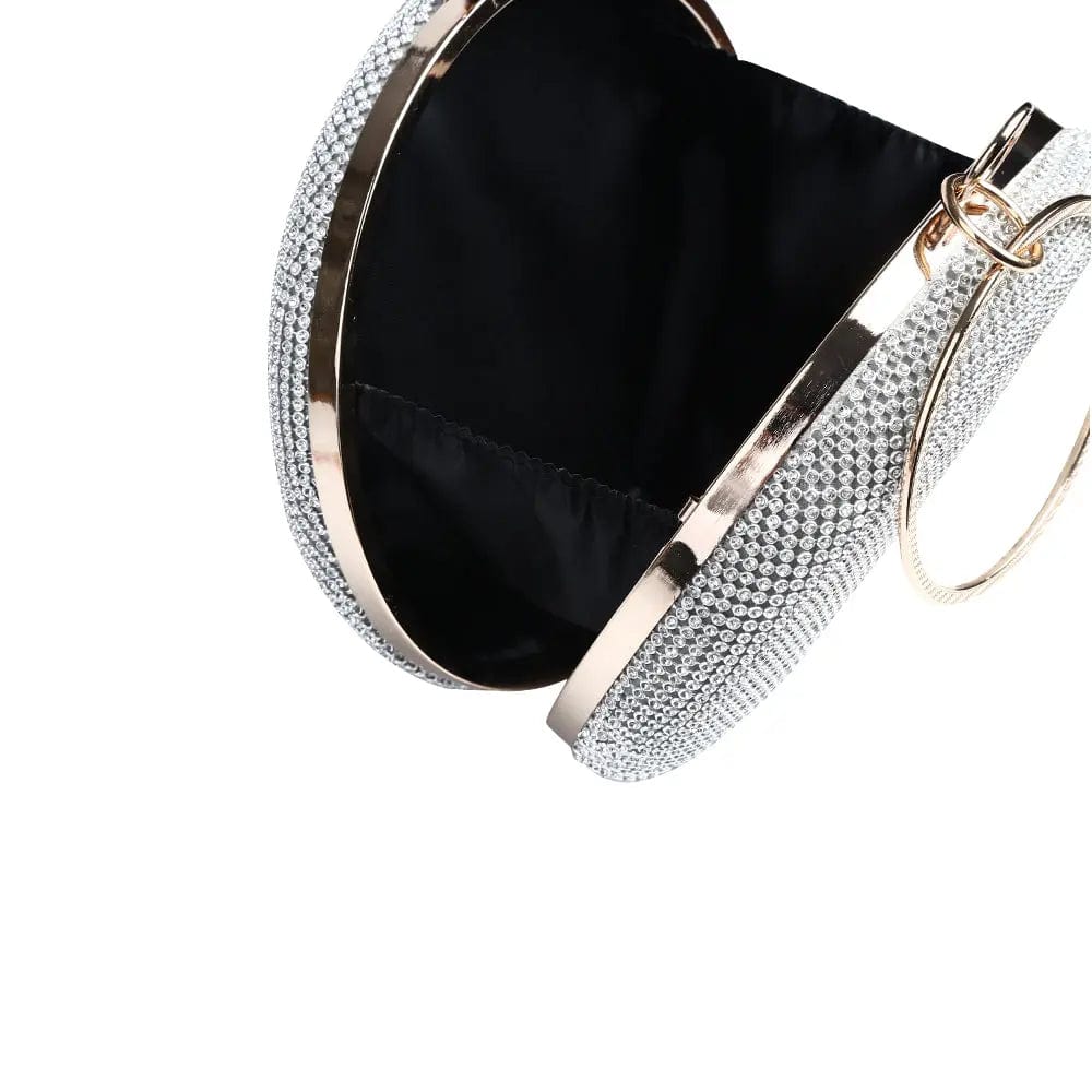 Wholesale Handmade Pretty crystal Evening Bag Round Shape Clutch With Round Metal Handle For Wedding Banquet Party