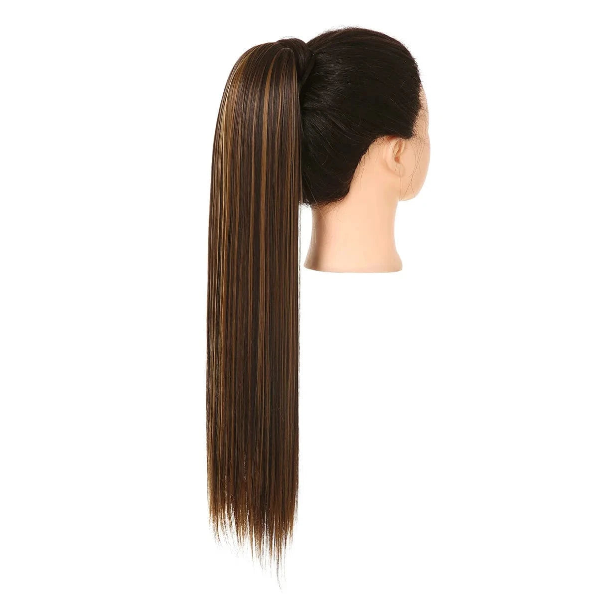 Wholesale High Quality 24 Inch Synthetic Fiber Silky Straight Colorful  Wrap Around Hair Ponytail Extension Wig For White Women