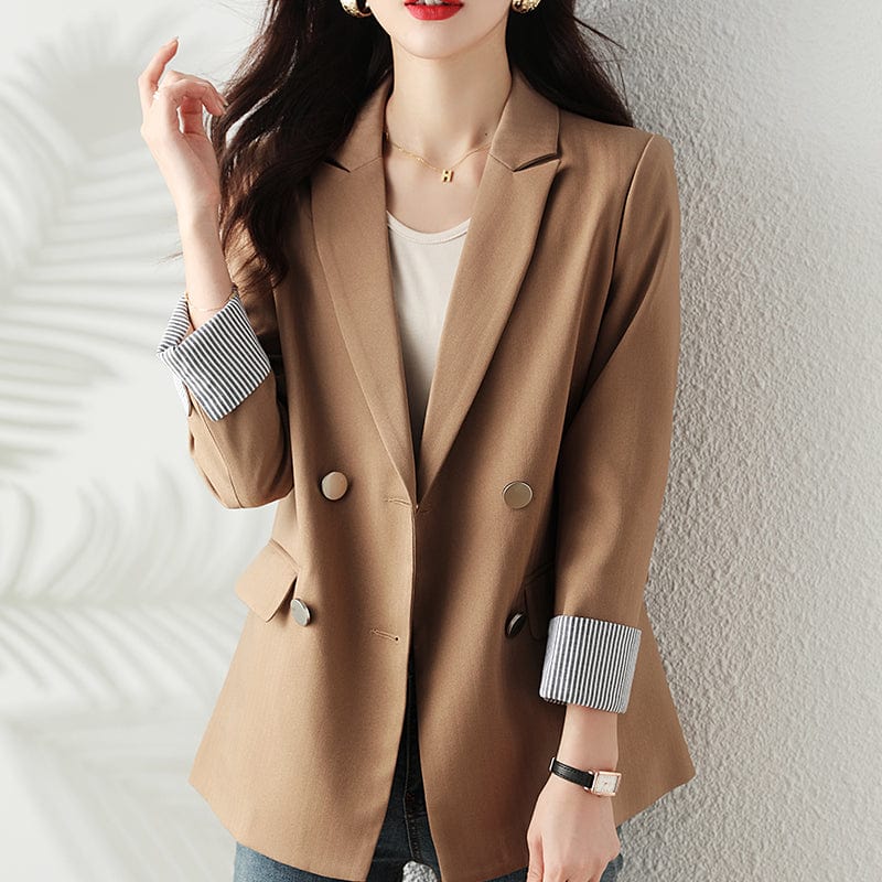 Wholesale High-quality England Style Outfit Blazer with Pocket for Women Long Coat Fashion Double Breasted Outwear Jacket