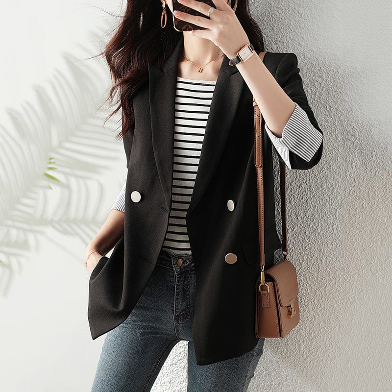 Wholesale High-quality England Style Outfit Blazer with Pocket for Women Long Coat Fashion Double Breasted Outwear Jacket
