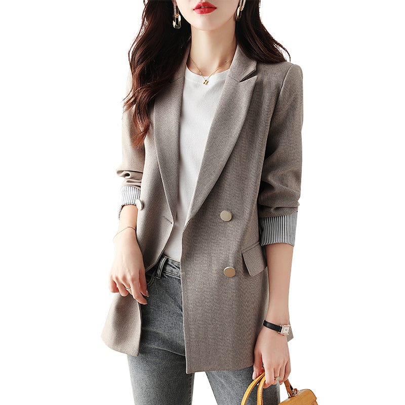 Wholesale High-quality England Style Outfit Blazer with Pocket for Women Long Coat Fashion Double Breasted Outwear Jacket
