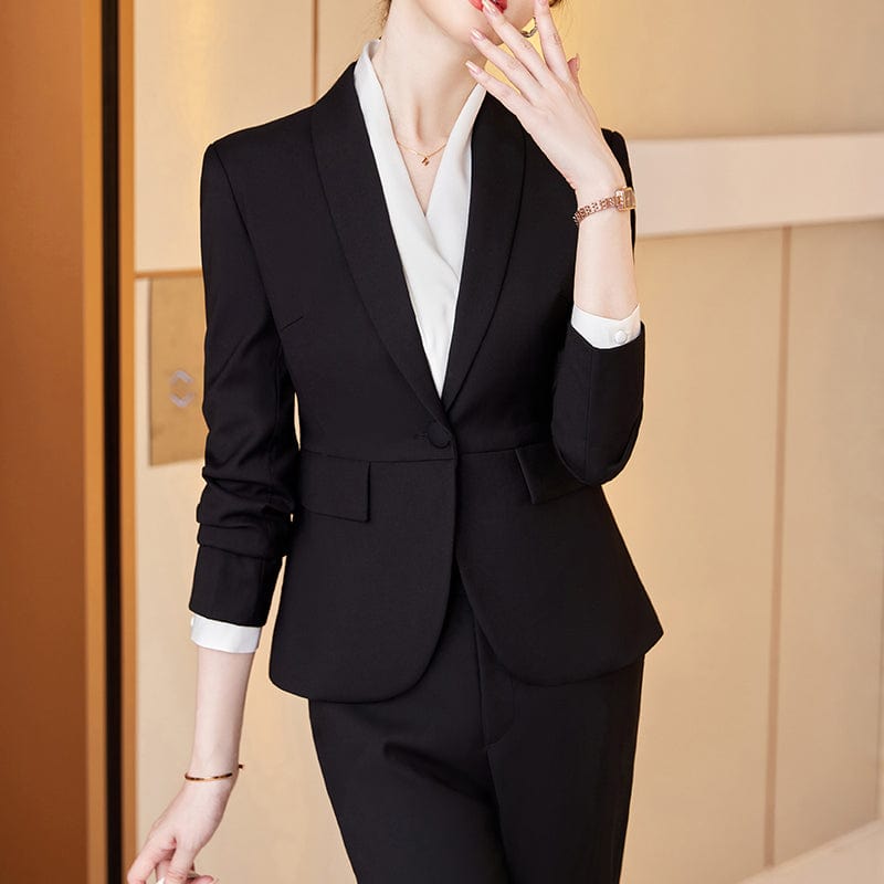 Wholesale High-quality Women Suits 2 Piece Pant Suit Fashion Business Work Clothes Office Lady Elegant Blazer and Trouser