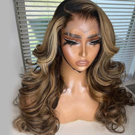 Wholesale Highlight wig human hair body wave Raw Virgin Human Hair blonde and brown virgin human hair Highlight wigs