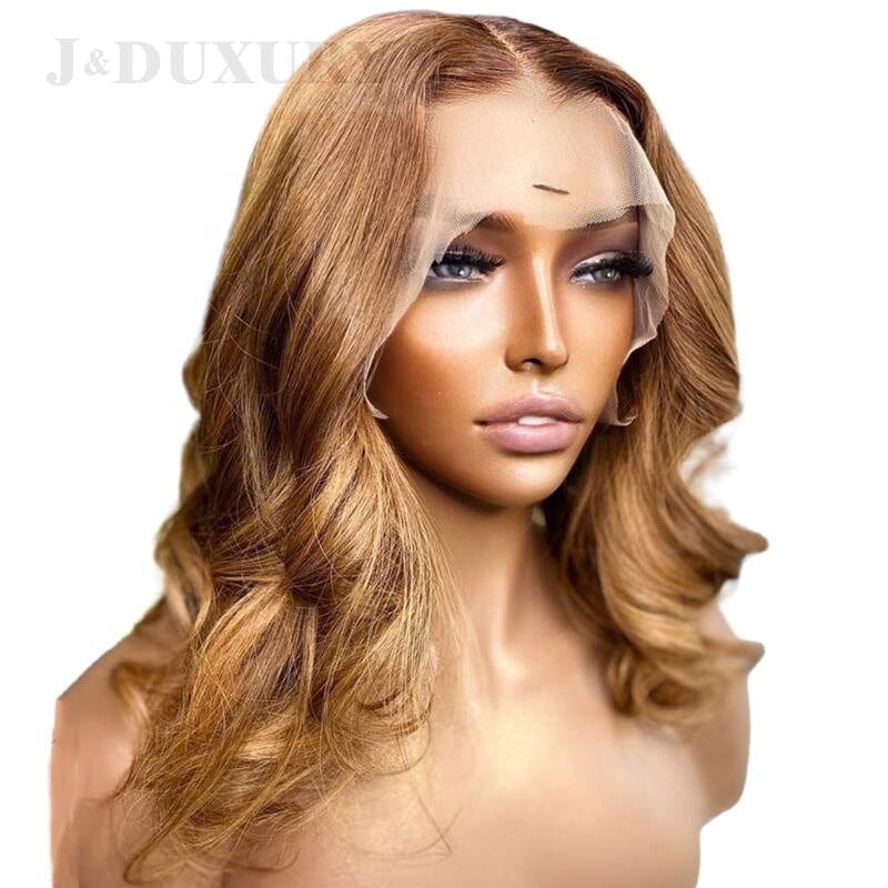 wholesale human hair ombre honey blonde colored glueless full hd lace wigs for black women hd 13x6 lace frontal wigs