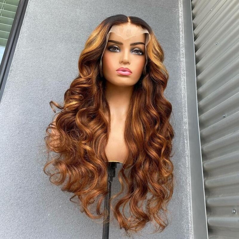 wholesale human hair ombre honey blonde colored glueless full hd lace wigs for black women hd 13x6 lace frontal wigs