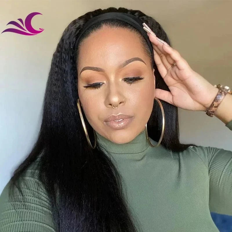 Wholesale Kinky Straight Mink Brazilian Cuticle Aligned Human Hair Glueless Headband Wig for Black Women