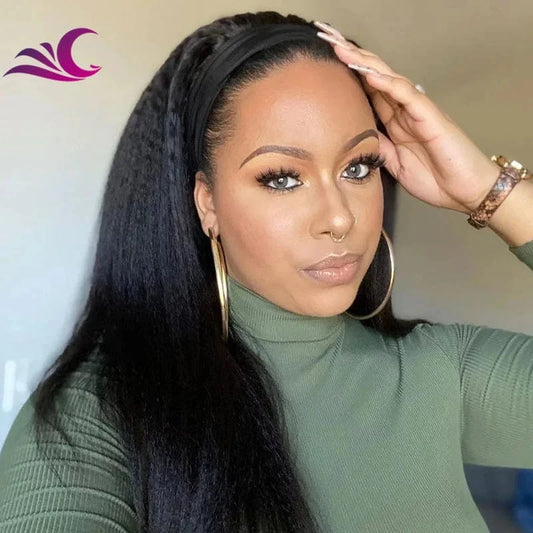 Wholesale Kinky Straight Mink Brazilian Cuticle Aligned Human Hair Glueless Headband Wig for Black Women