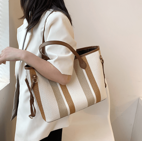 Wholesale Large Capacity fashion stripe tote bag ladies underarm Casual handbag bag for  women