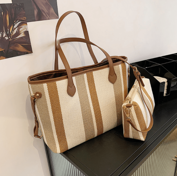 Wholesale Large Capacity fashion stripe tote bag ladies underarm Casual handbag bag for  women
