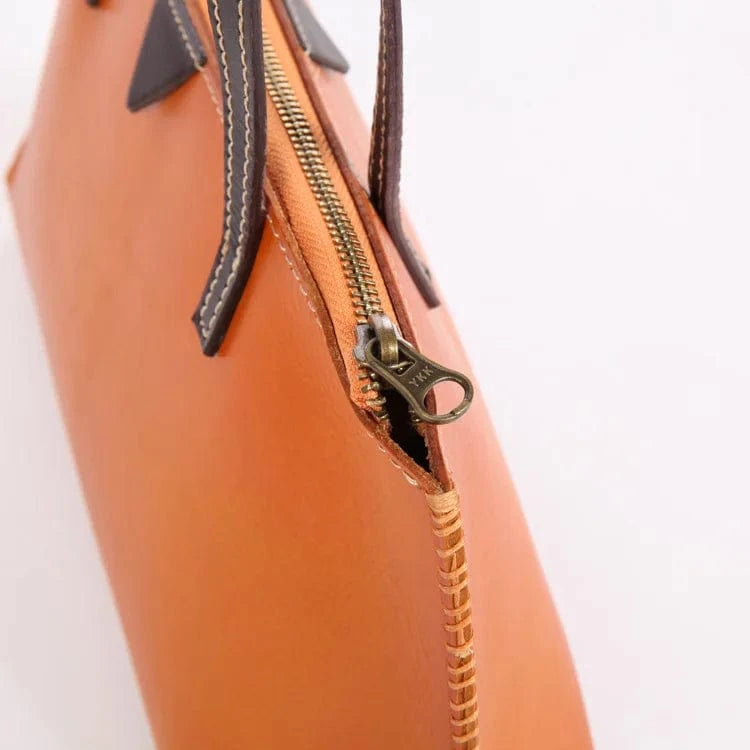 Wholesale Leather Business Women's Shoulder Bag Genuine Cowhide Leather Retro Zipper Women's Shoulder Bag Underarm Bag